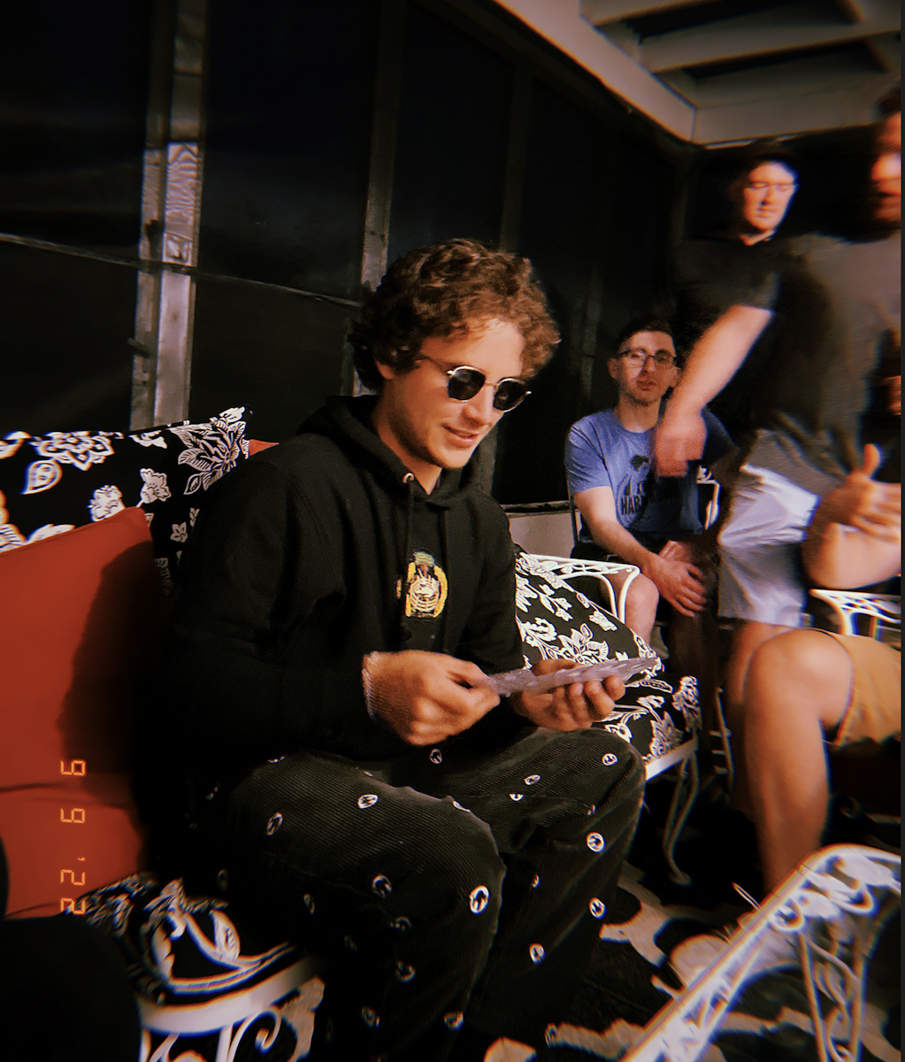 Dylan playing cards on a Bonfire trip